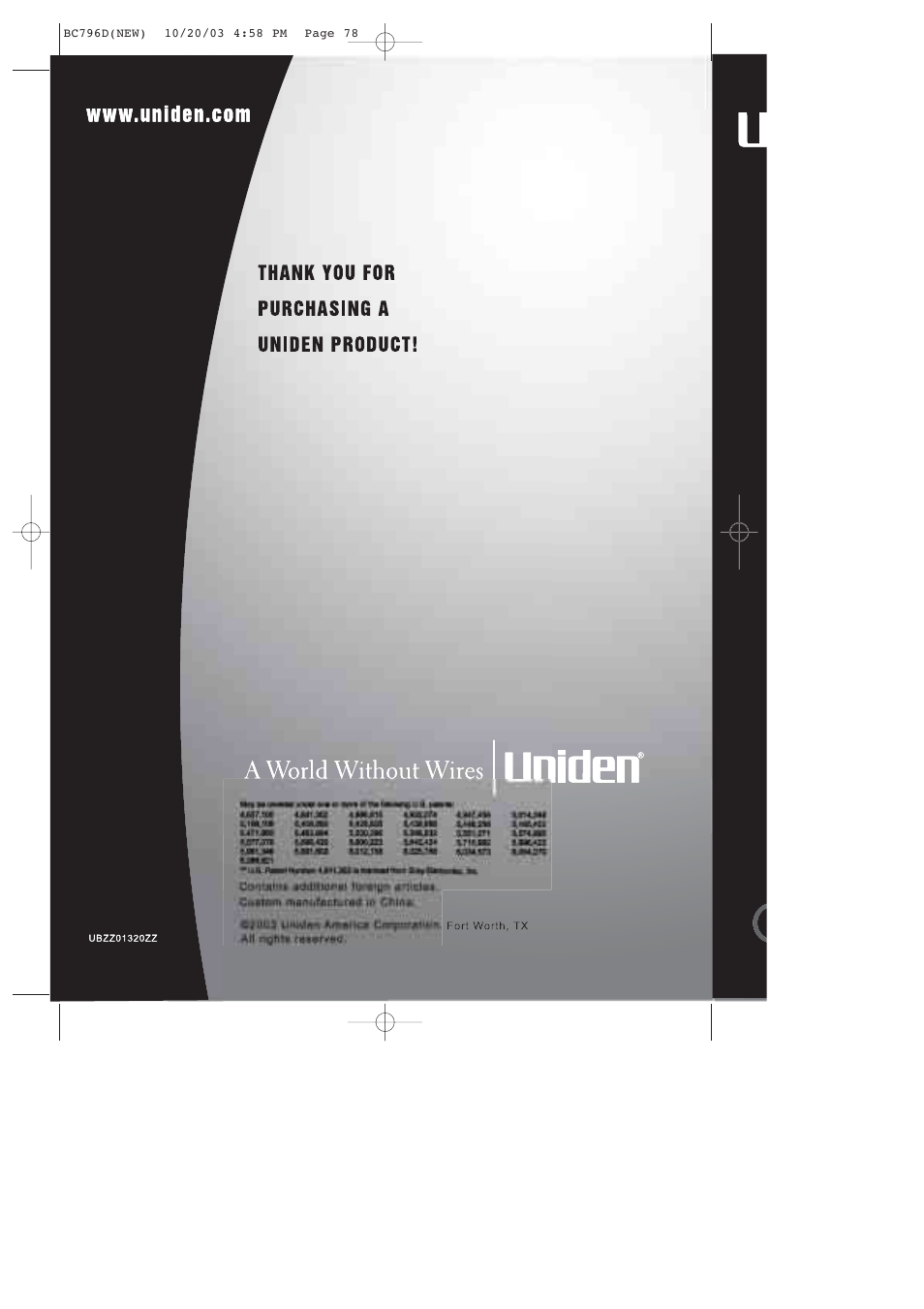 Uniden BC796D APC0 25 User Manual | Page 84 / 84