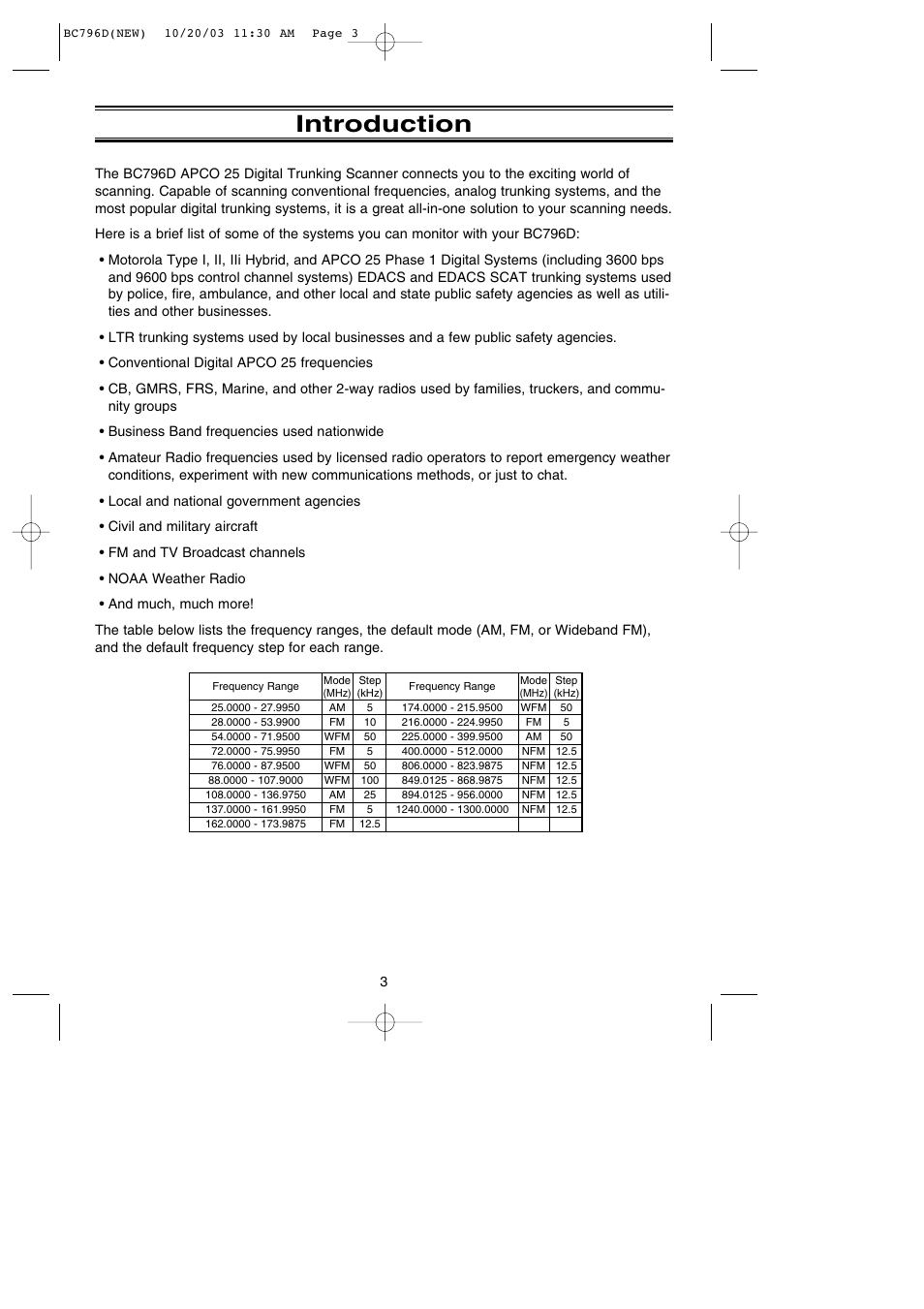 Introduction | Uniden BC796D APC0 25 User Manual | Page 9 / 84