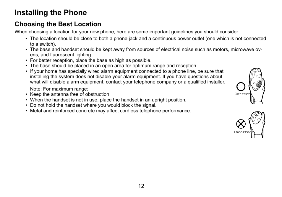 Installing.the.phone, Choosing.the.best.location | Uniden TWX977 User Manual | Page 13 / 68