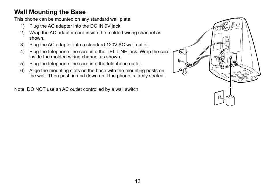 Wall.mounting.the.base | Uniden TWX977 User Manual | Page 14 / 68