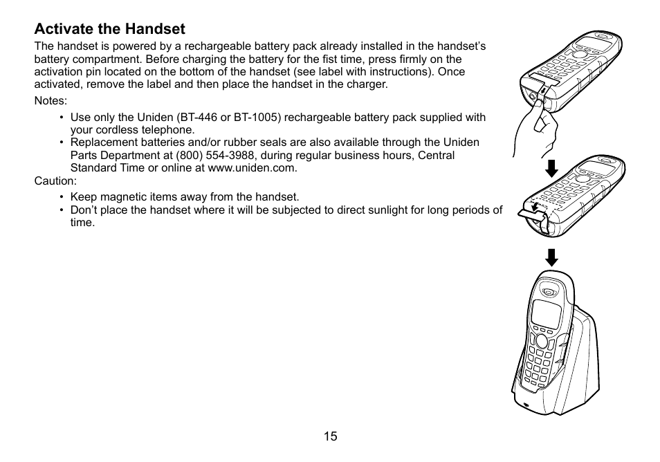 Activate.the.handset | Uniden TWX977 User Manual | Page 16 / 68