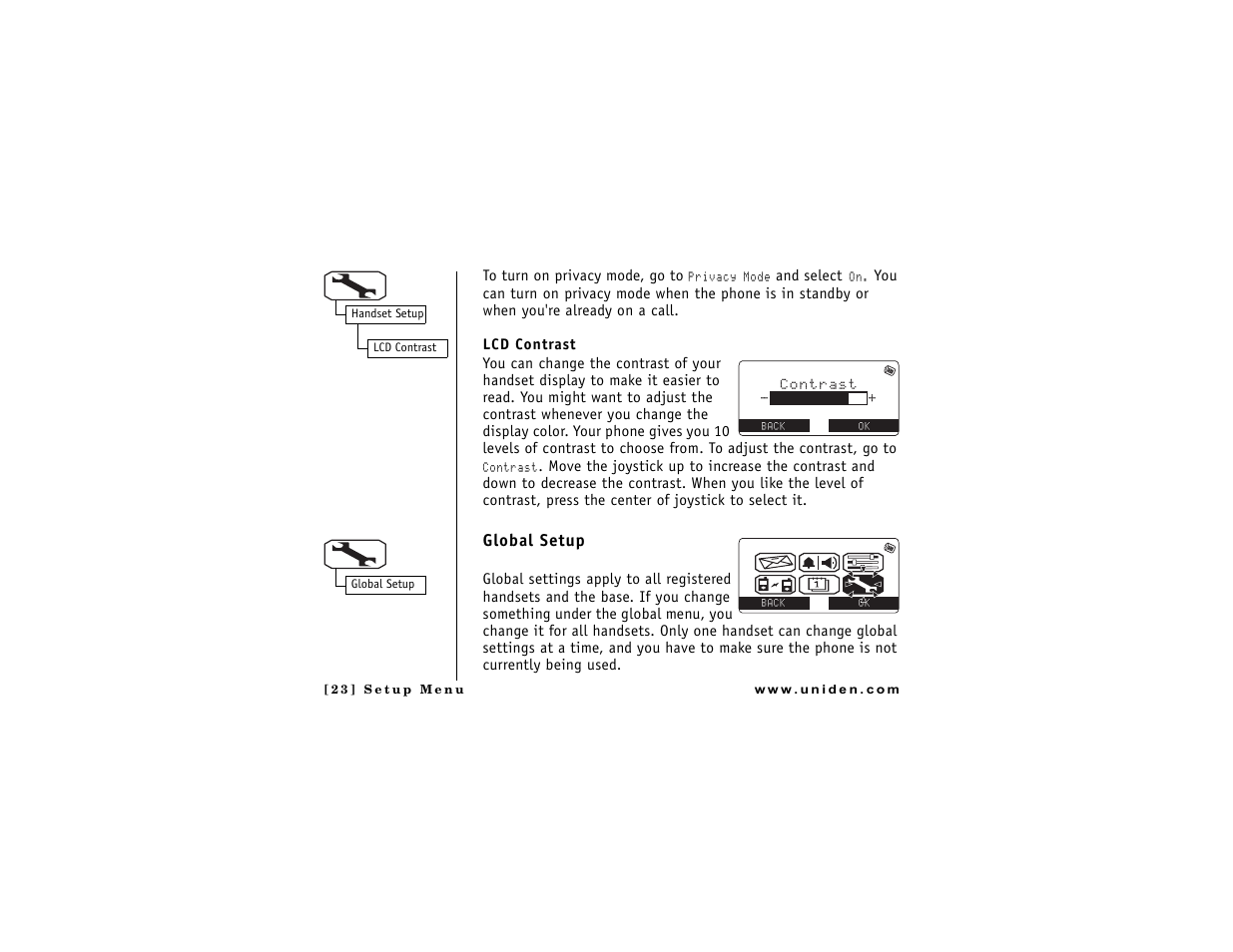 Global setup | Uniden DMX 776 User Manual | Page 24 / 84