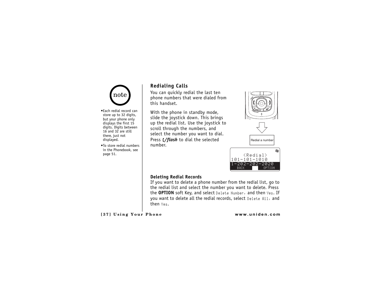 Redialing calls | Uniden DMX 776 User Manual | Page 38 / 84