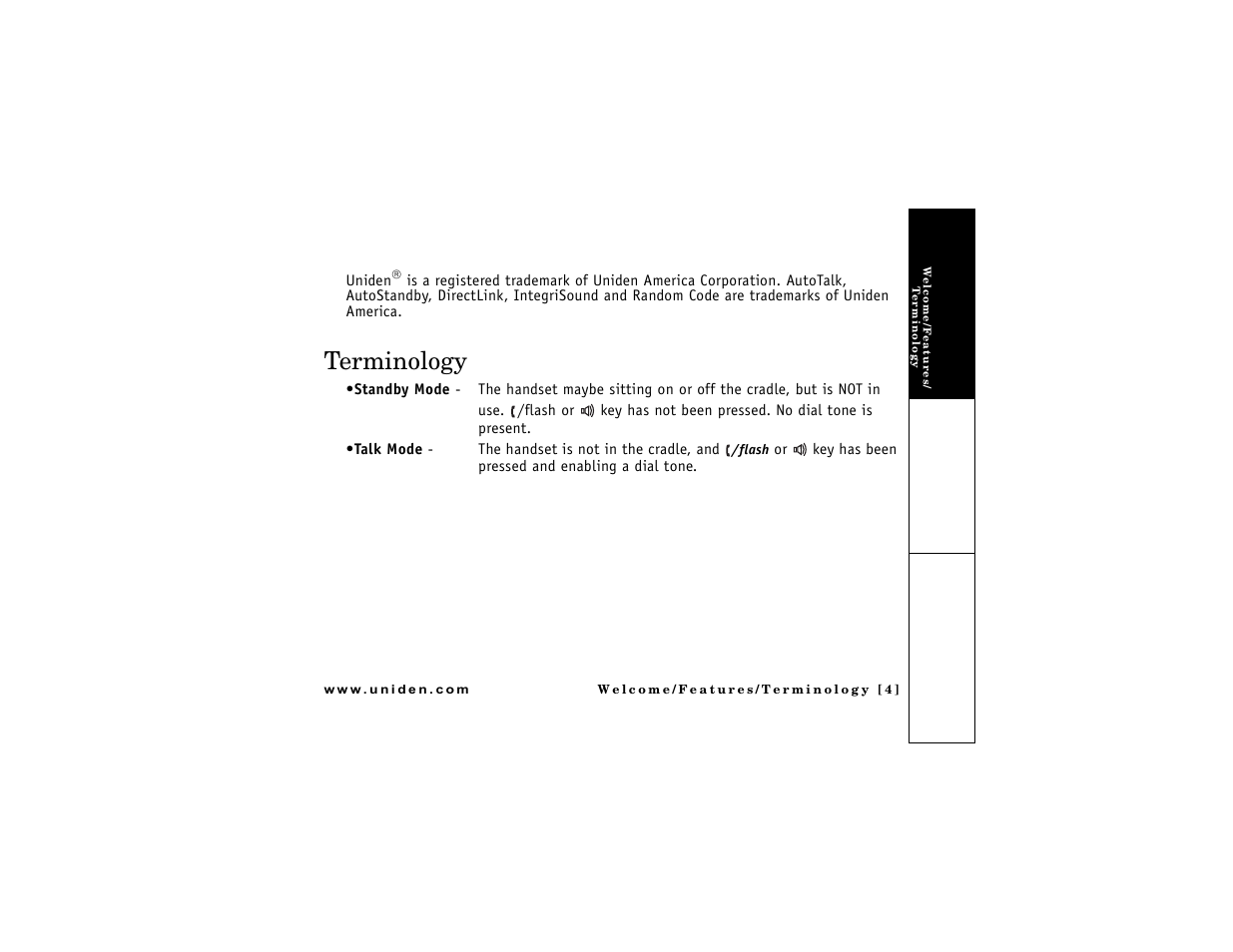 Terminology | Uniden DMX 776 User Manual | Page 5 / 84