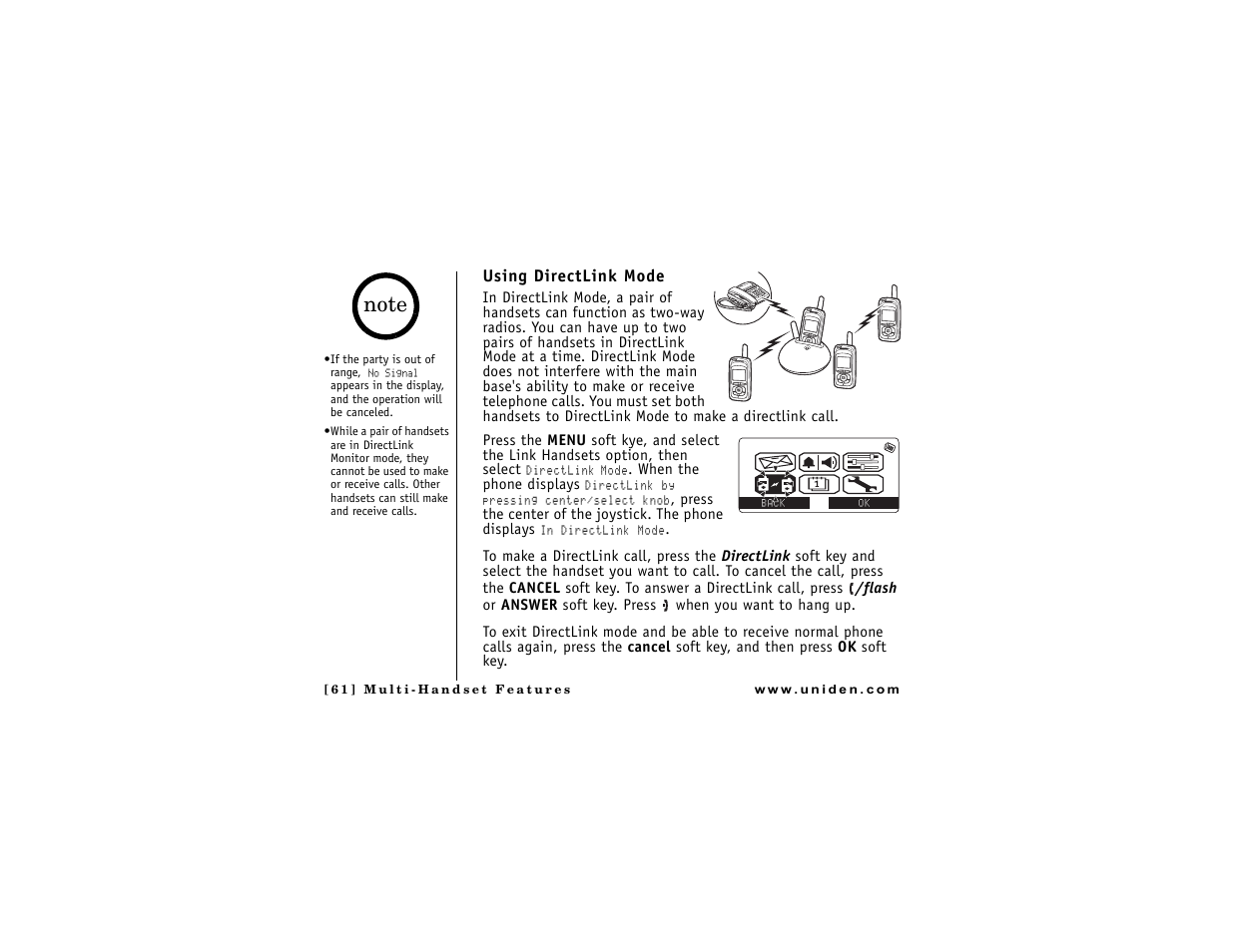 Using directlink mode | Uniden DMX 776 User Manual | Page 62 / 84