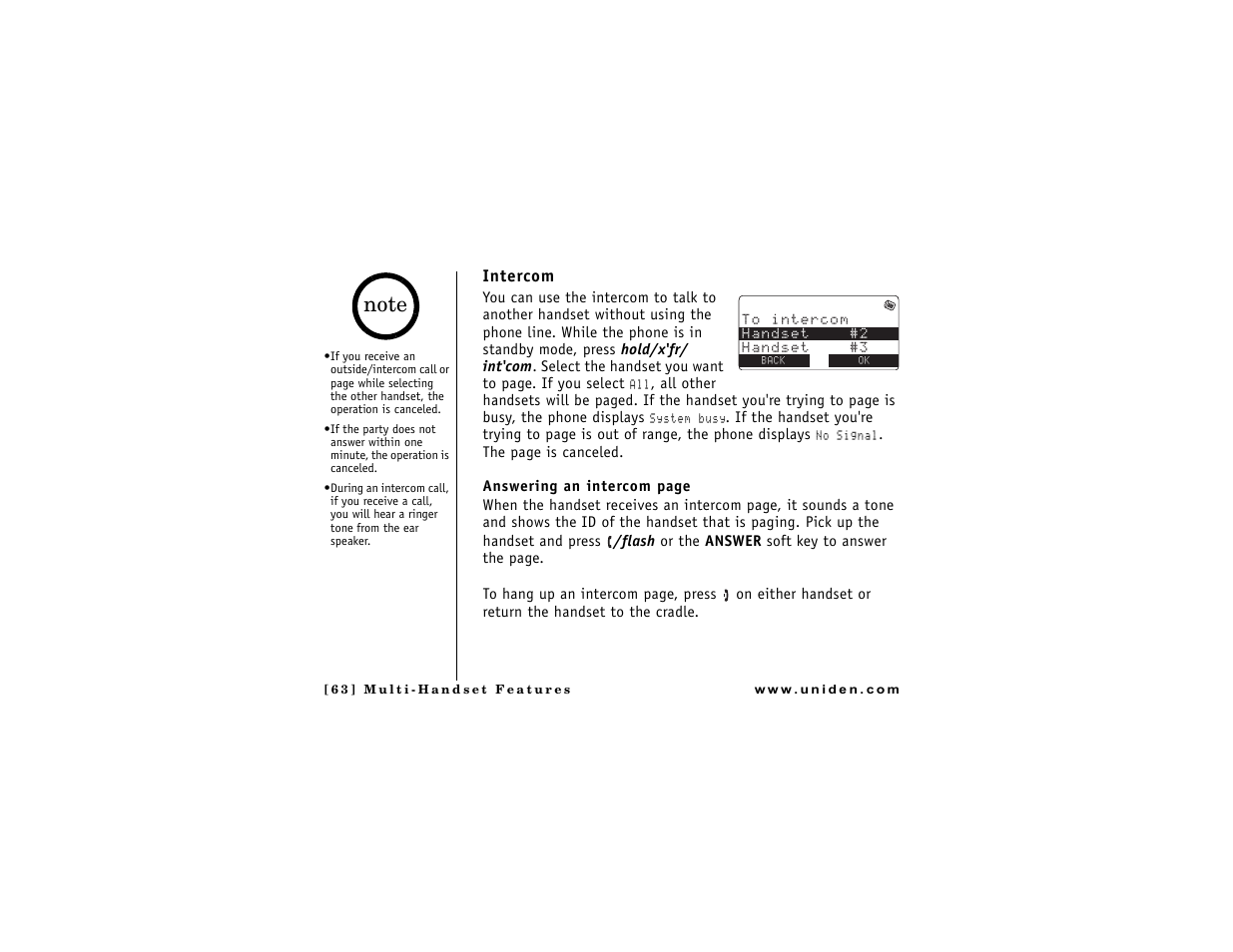 Intercom | Uniden DMX 776 User Manual | Page 64 / 84