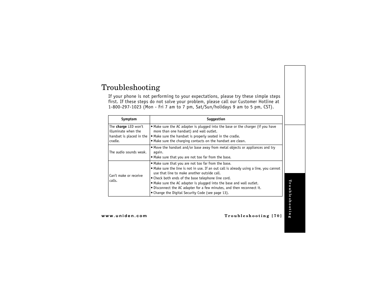 Troubleshooting | Uniden DMX 776 User Manual | Page 71 / 84