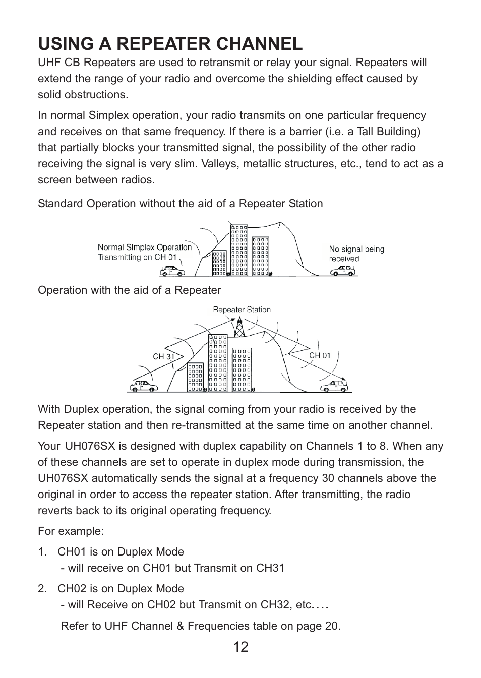 Using a repeater channel | Uniden Handheld UHF Transceiver UH076SX User Manual | Page 14 / 28