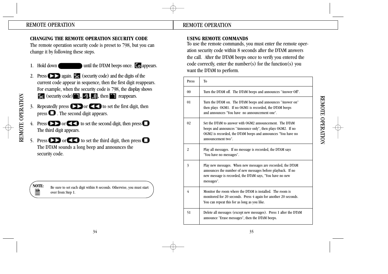 Changing the remote operation security code, Using remote commands | Uniden 7100A User Manual | Page 18 / 21