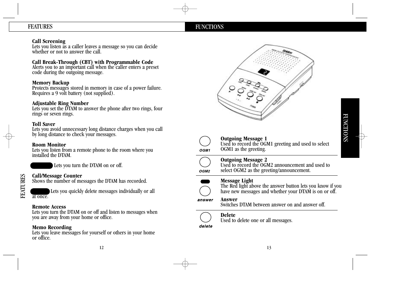 Functions | Uniden 7100A User Manual | Page 7 / 21