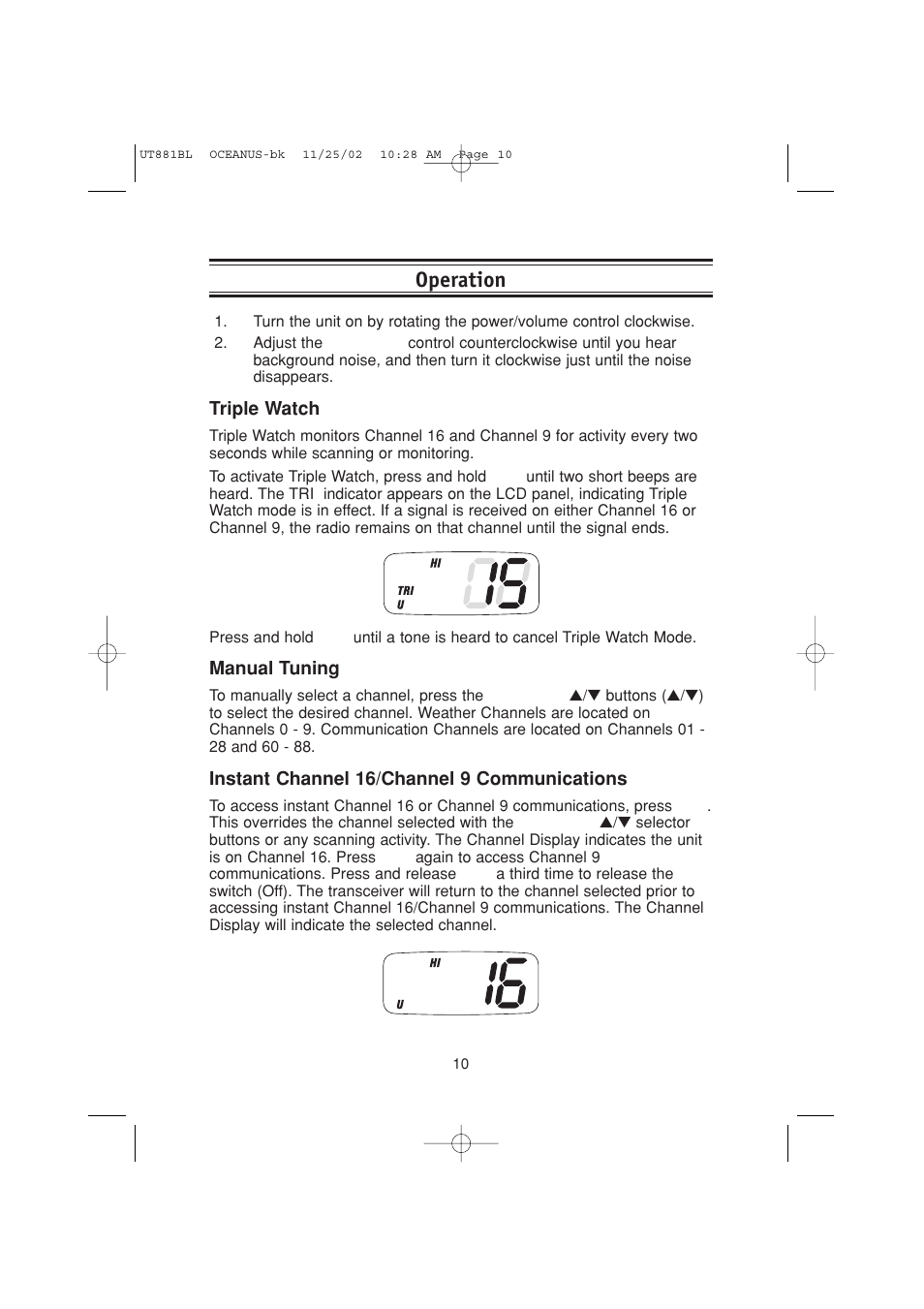 Operation | Uniden LTD1025 User Manual | Page 13 / 24