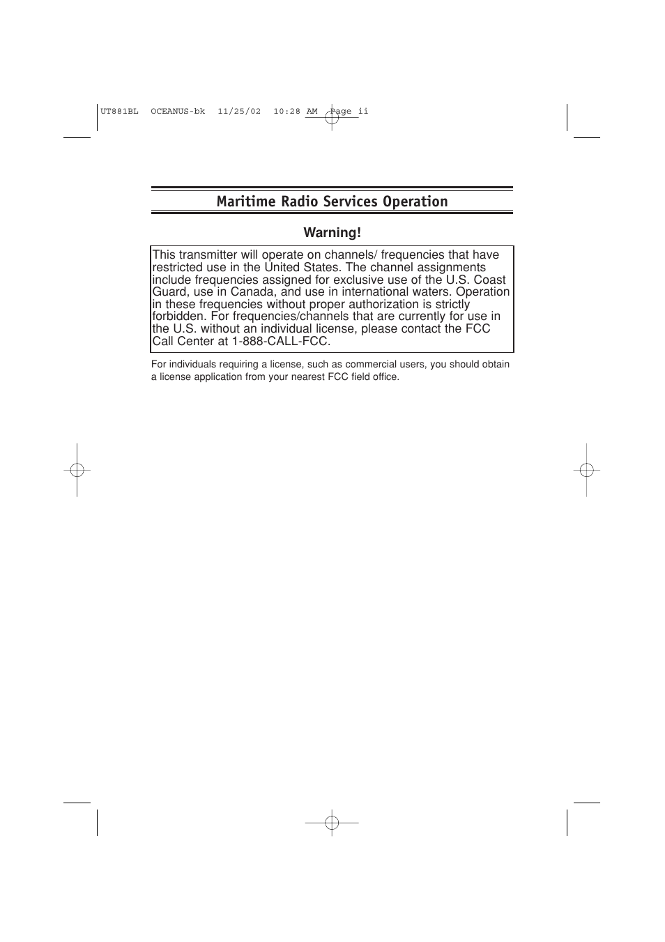 Maritime radio services operation | Uniden LTD1025 User Manual | Page 2 / 24