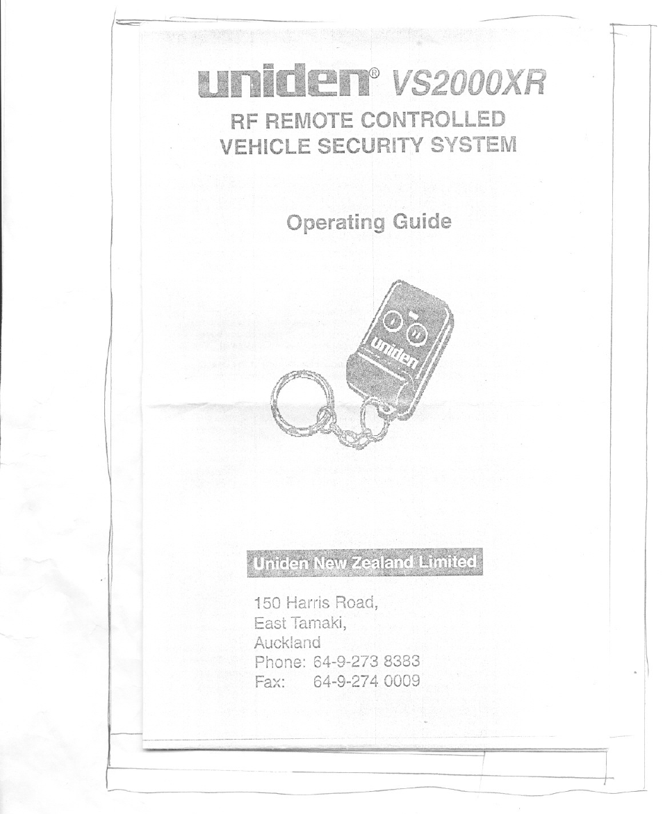 Uniden VS2000XR User Manual | 8 pages