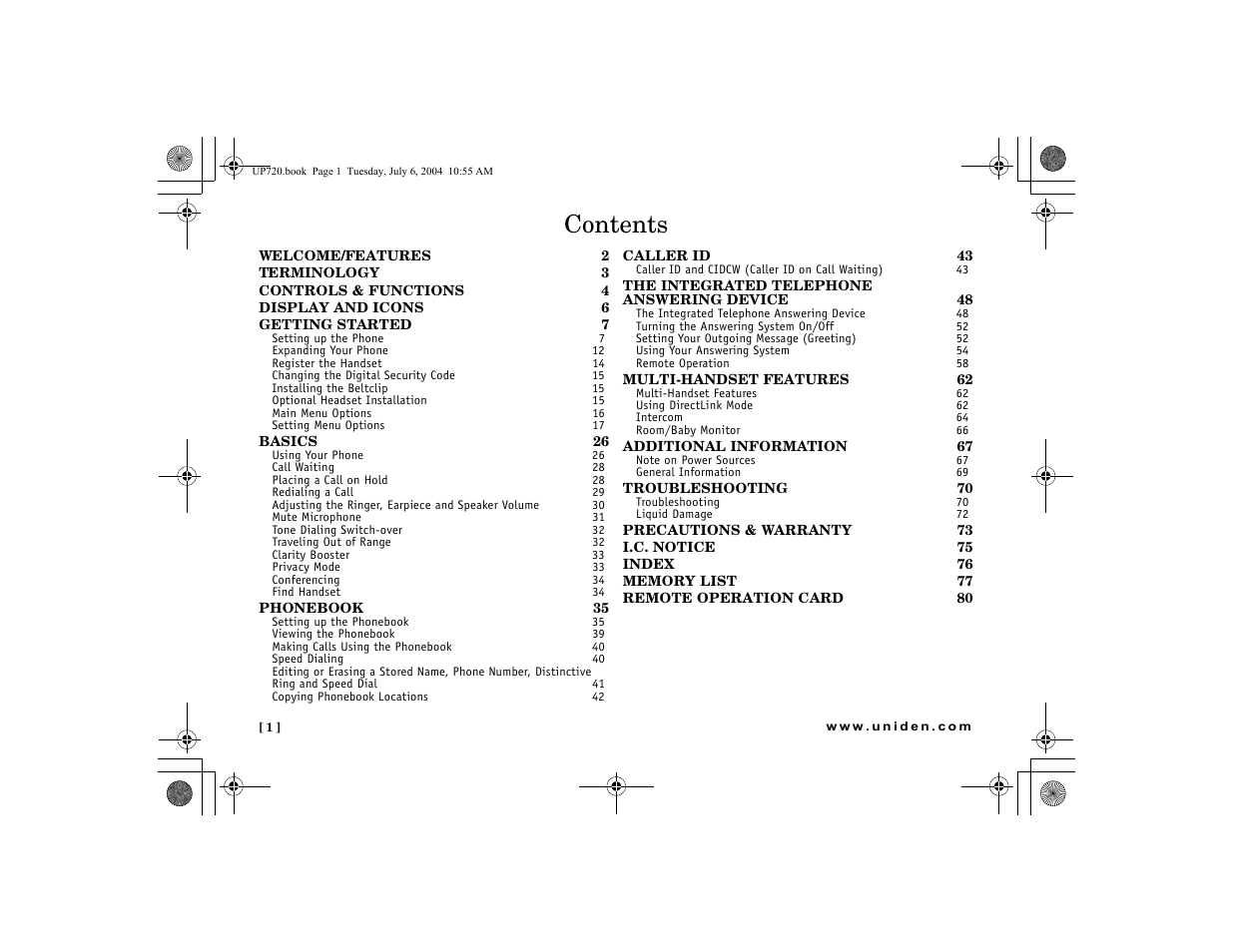 Uniden DCT 748 User Manual | Page 2 / 84