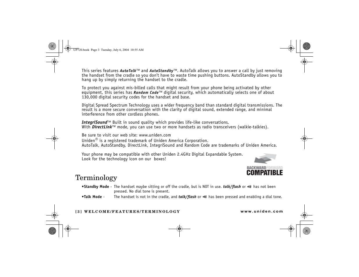 Terminology | Uniden DCT 748 User Manual | Page 4 / 84