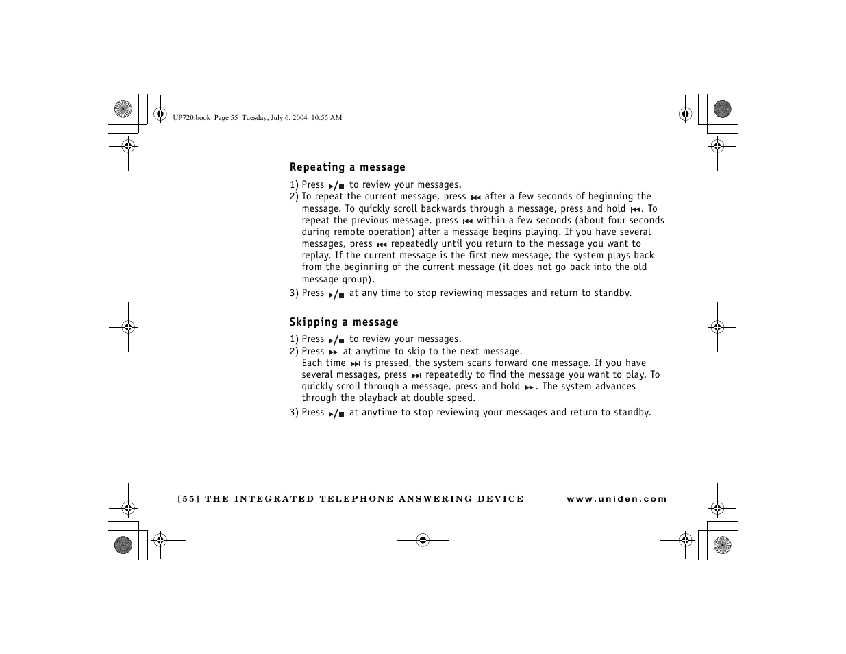 Eat)(p.55) | Uniden DCT 748 User Manual | Page 56 / 84