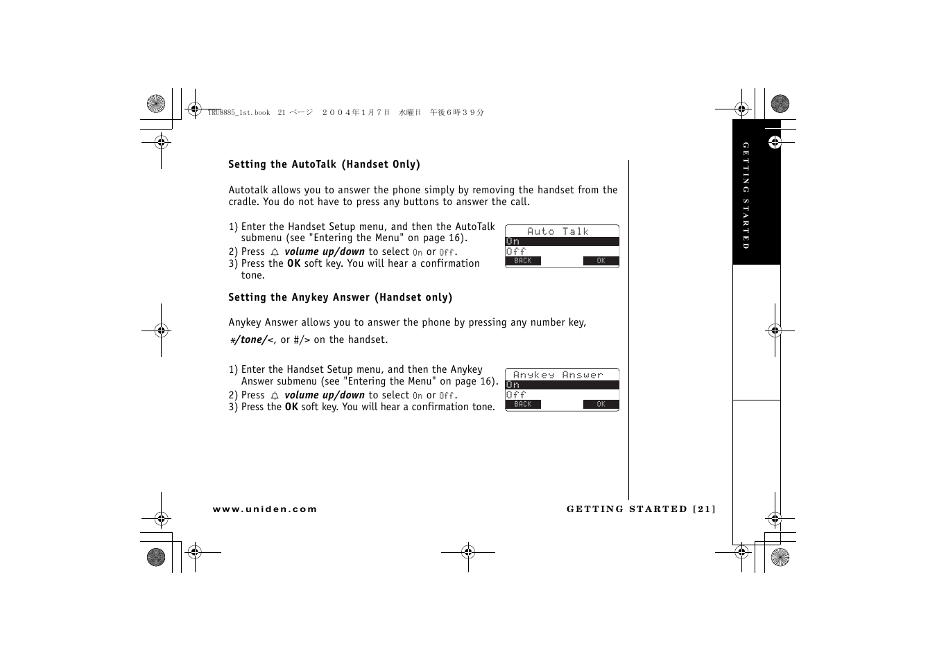 Uniden TRU 8885 User Manual | Page 22 / 92