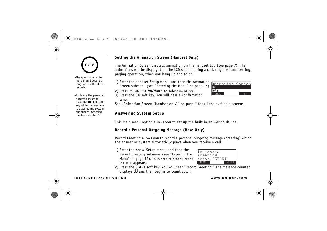 Uniden TRU 8885 User Manual | Page 25 / 92