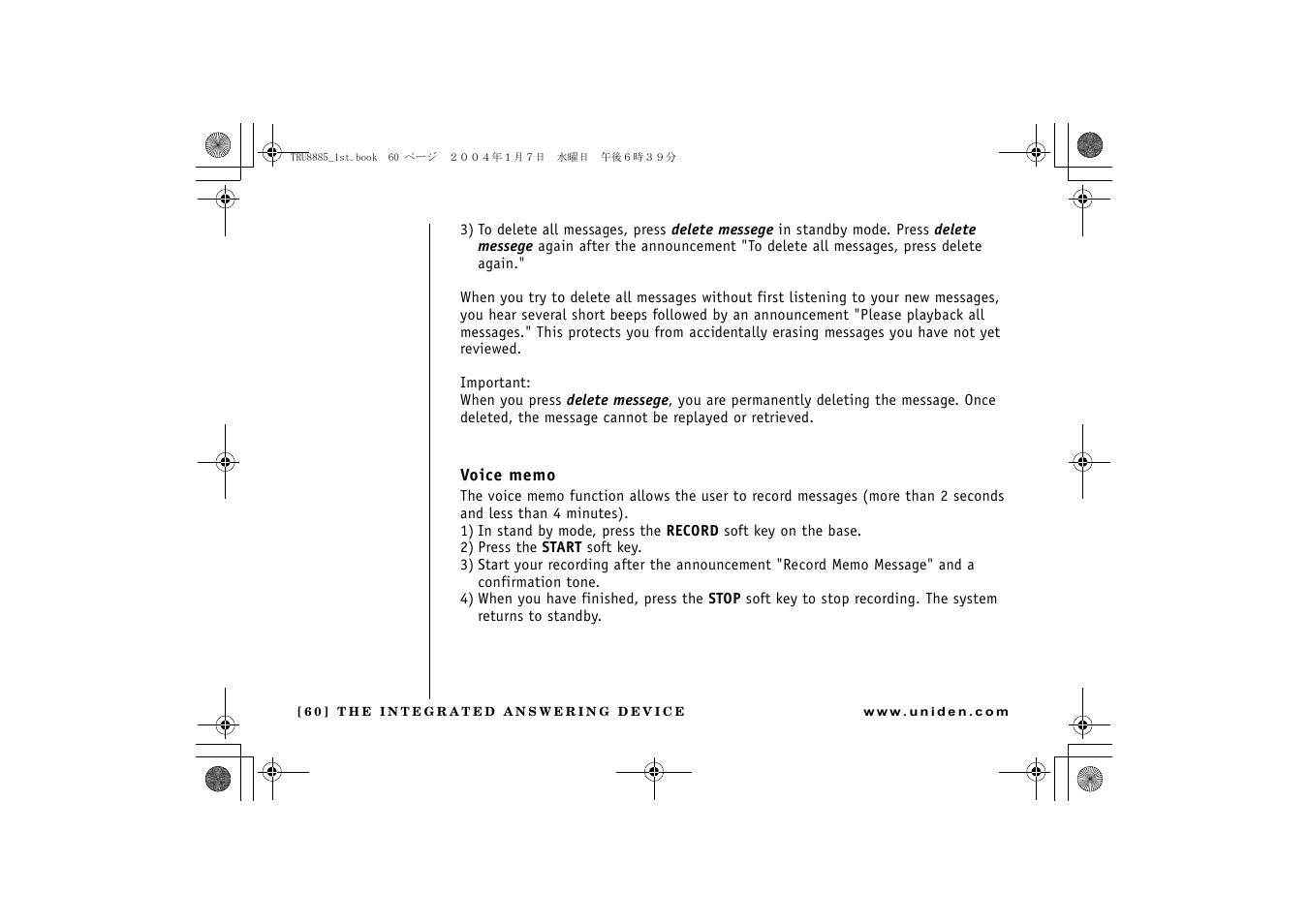 Uniden TRU 8885 User Manual | Page 61 / 92