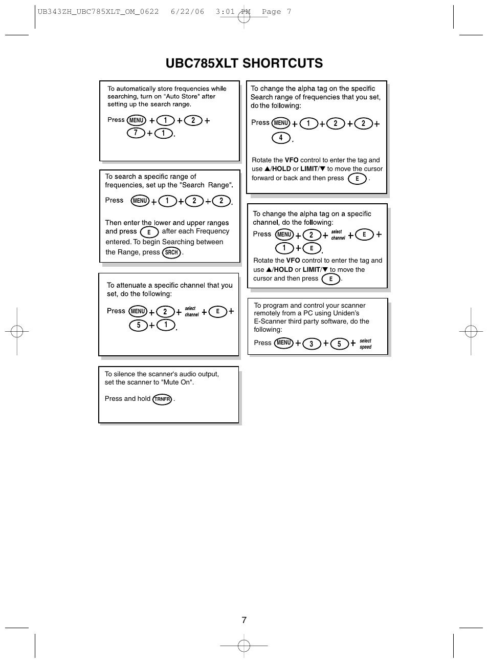 Ubc785xlt shortcuts | Uniden UBC785XLT User Manual | Page 11 / 60
