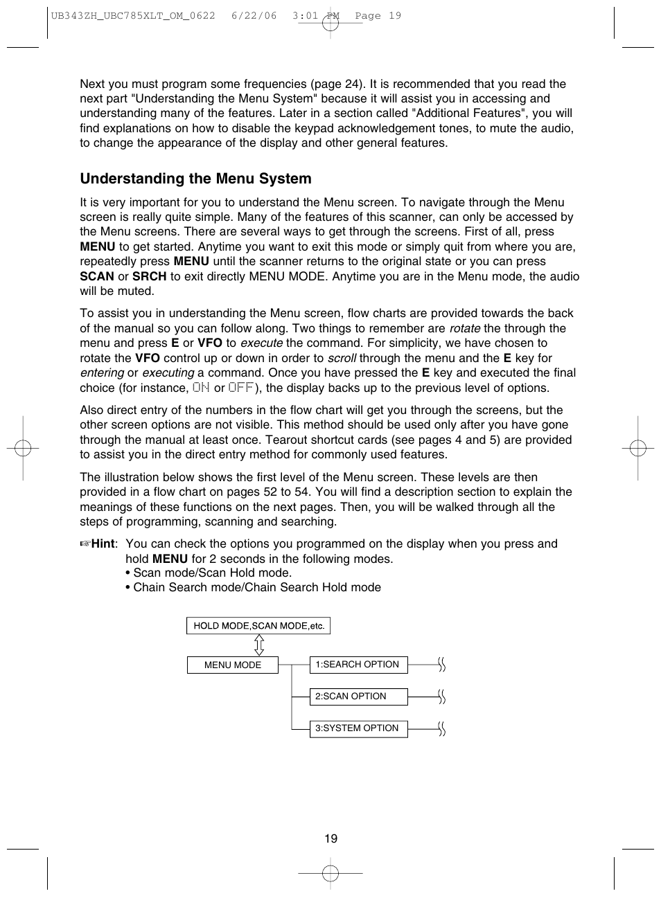 Understanding the menu system | Uniden UBC785XLT User Manual | Page 23 / 60