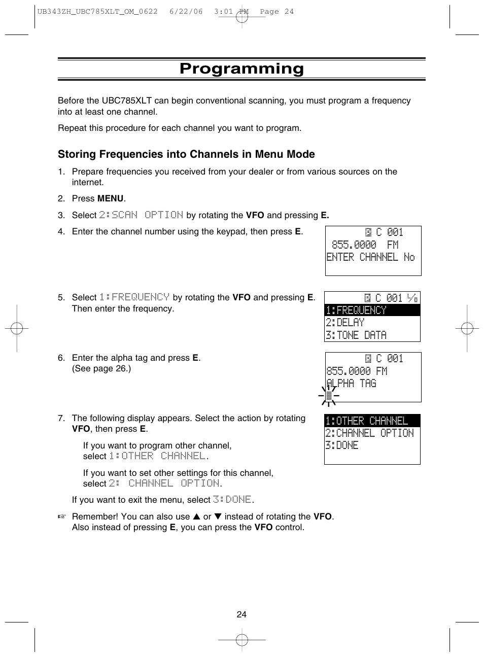 Programming | Uniden UBC785XLT User Manual | Page 28 / 60