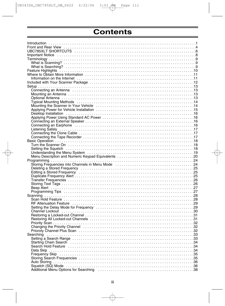 Uniden UBC785XLT User Manual | Page 3 / 60
