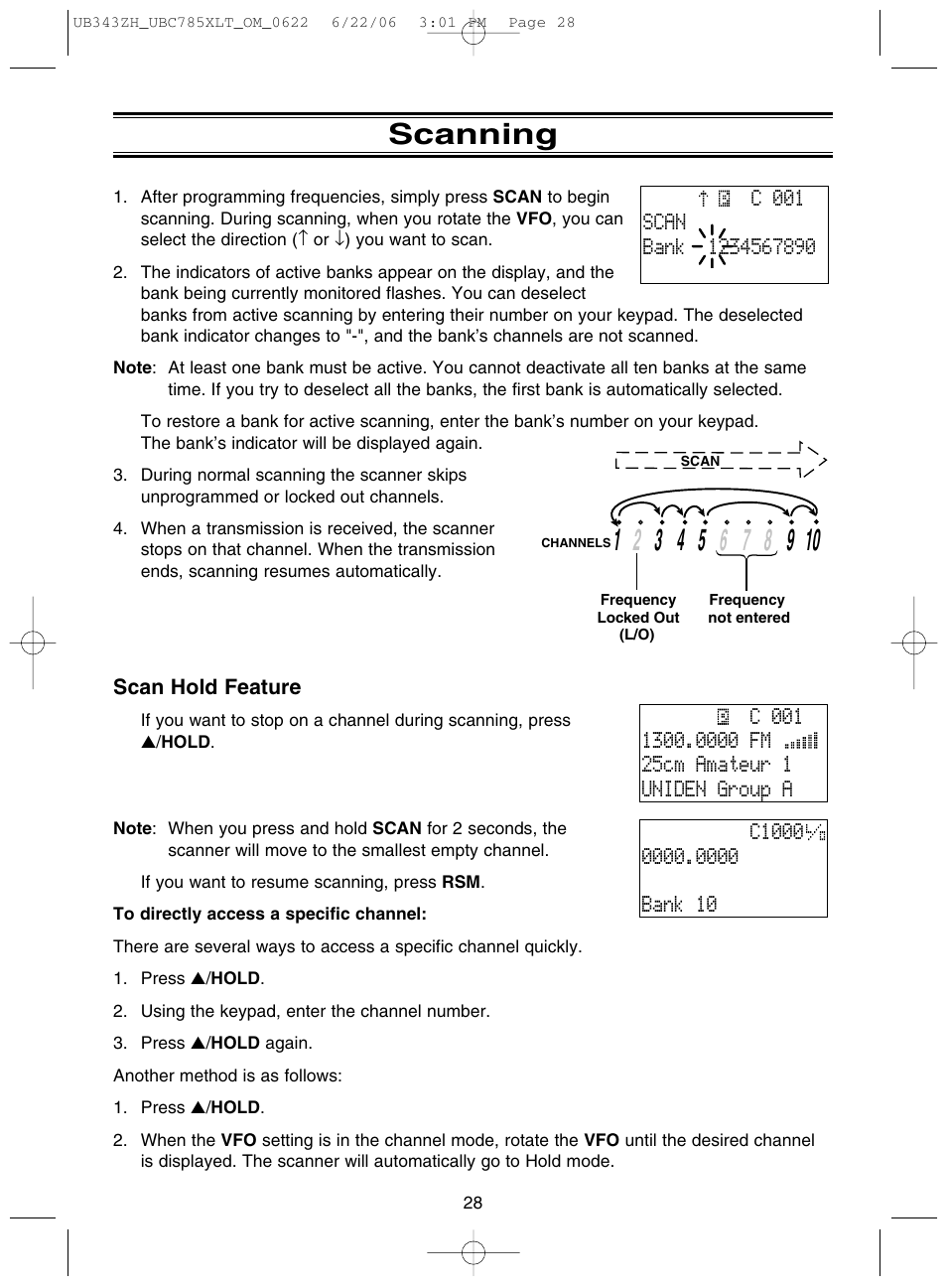 Scanning | Uniden UBC785XLT User Manual | Page 32 / 60