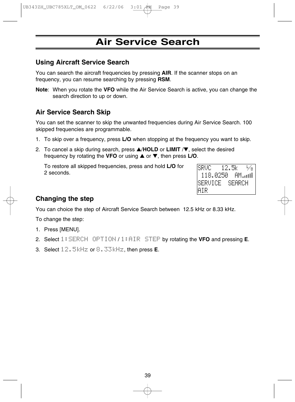 Air service search | Uniden UBC785XLT User Manual | Page 43 / 60