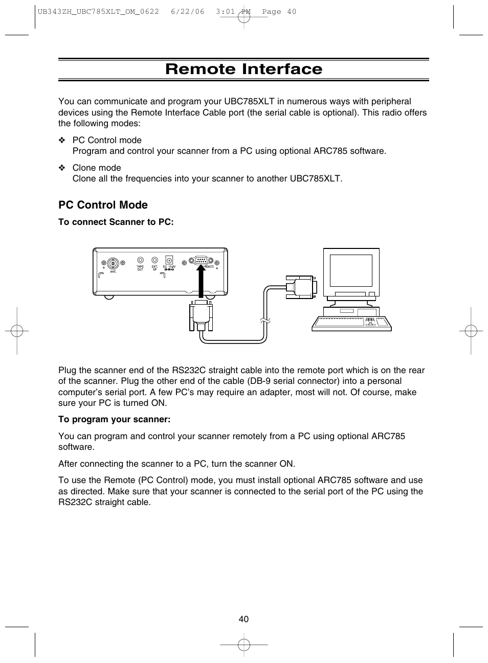Remote interface | Uniden UBC785XLT User Manual | Page 44 / 60