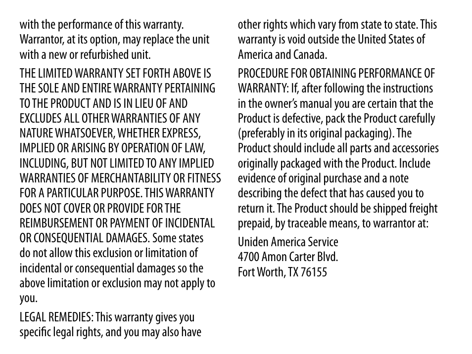 Uniden BT109 User Manual | Page 16 / 16
