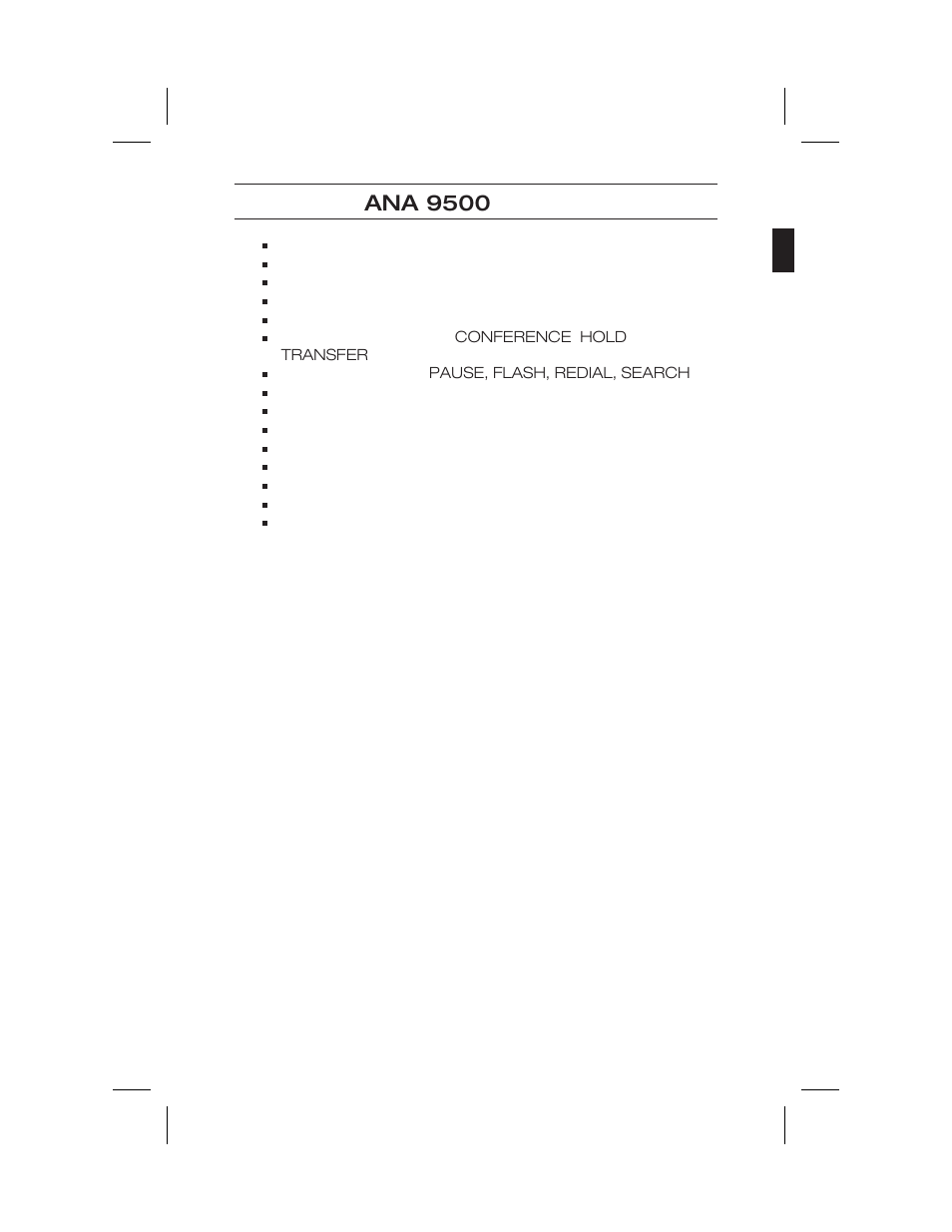 Ana 9500 features | Uniden ANA 9500 User Manual | Page 10 / 37