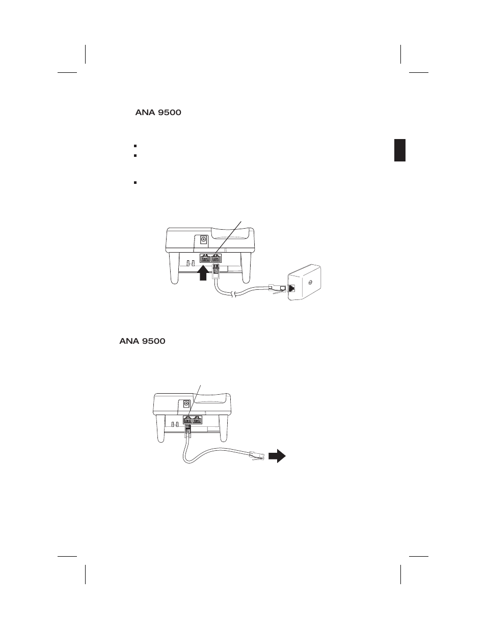 Connecting the telephone cords | Uniden ANA 9500 User Manual | Page 12 / 37