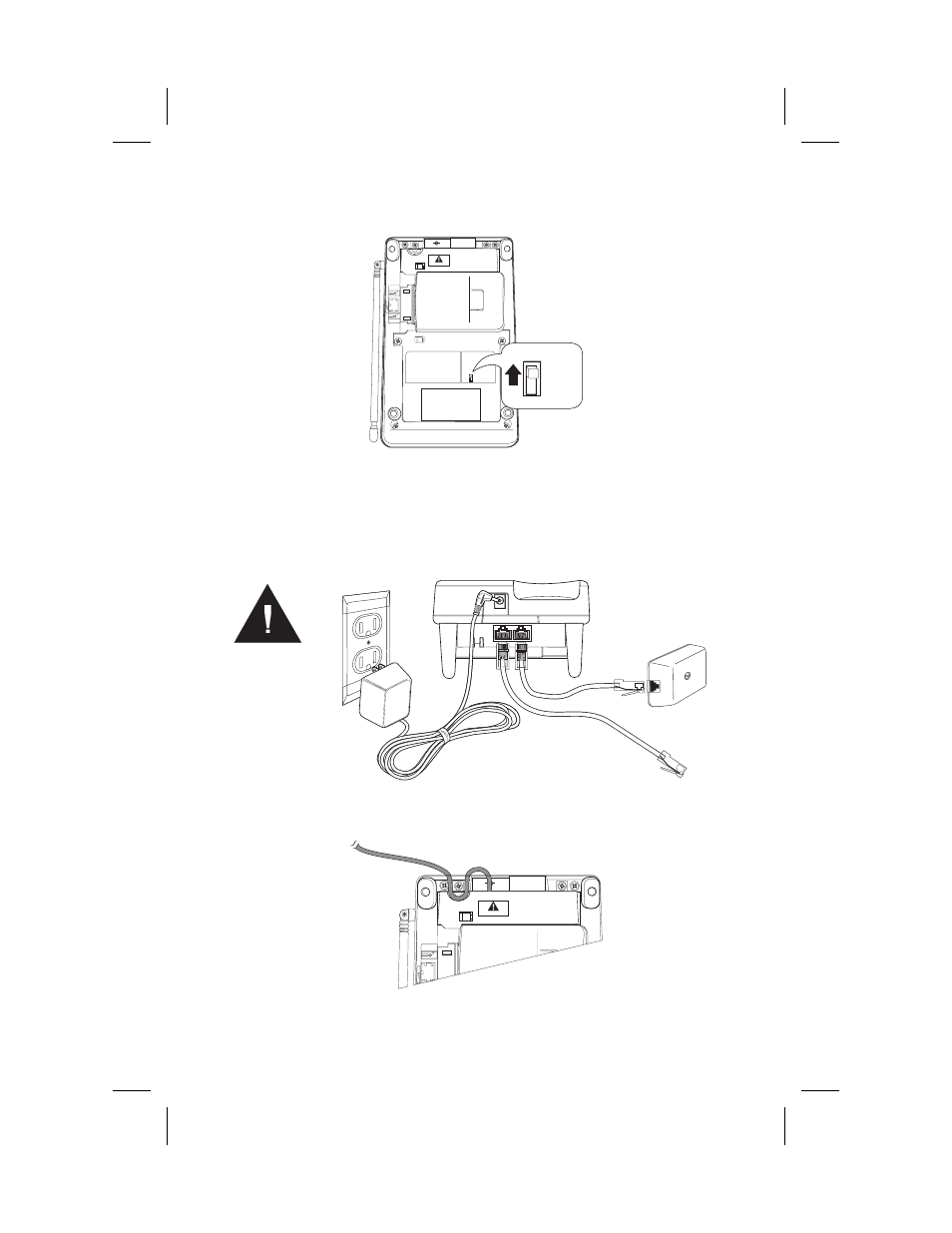 Tone/pulse switch, Applying power to the base unit, Use only the supplied ac adapter: exp9504 | Uniden ANA 9500 User Manual | Page 13 / 37