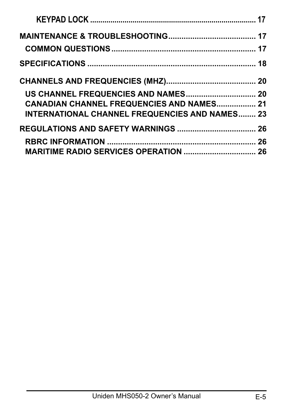 Uniden MHS050-2 User Manual | Page 5 / 30