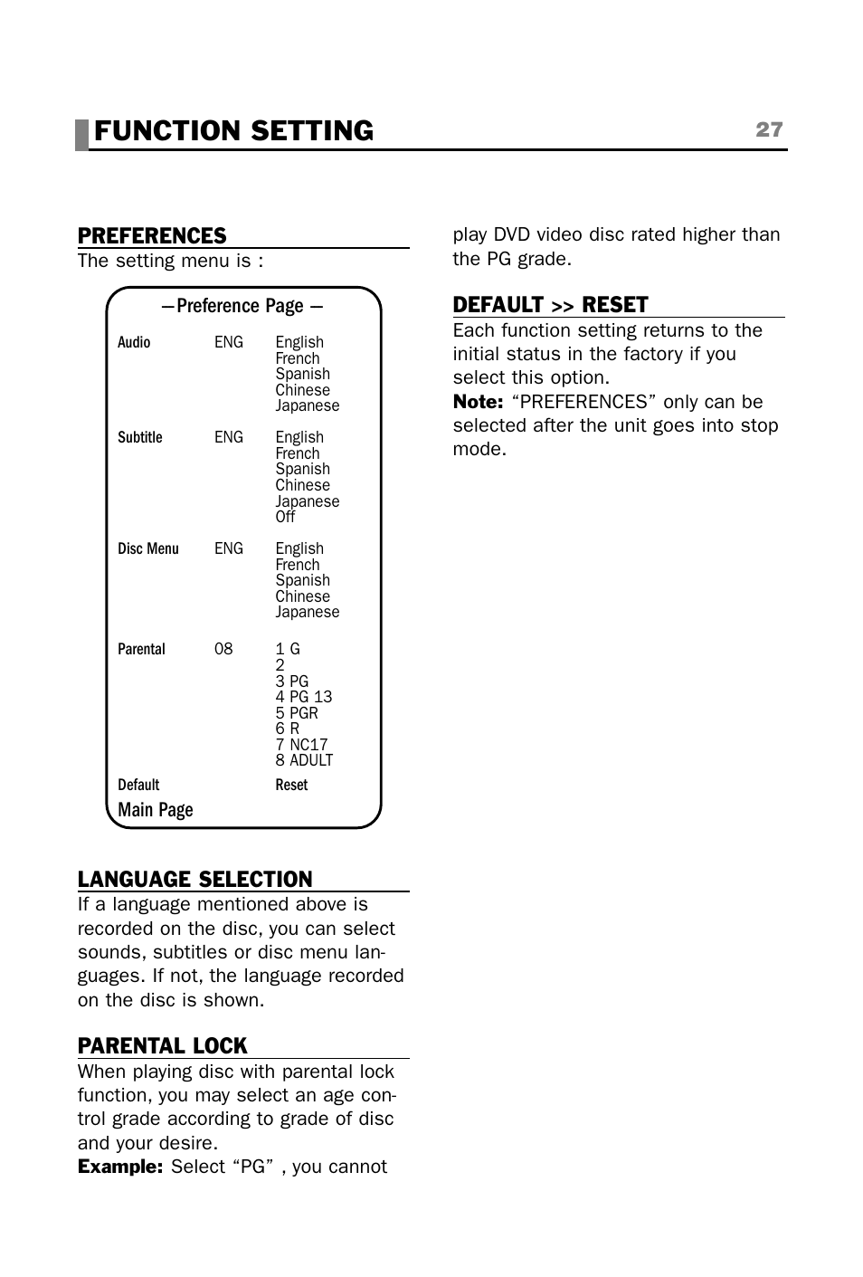 Function setting | plawa-feinwerktechnik GmbH & Co.KG CINEMAN 7x User Manual | Page 27 / 42