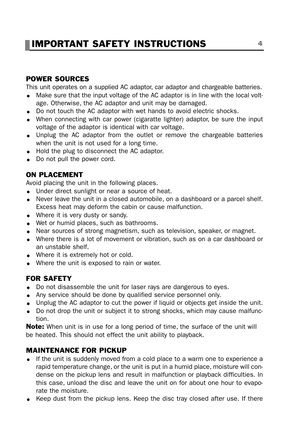 Important safety instructions | plawa-feinwerktechnik GmbH & Co.KG CINEMAN 7x User Manual | Page 4 / 42
