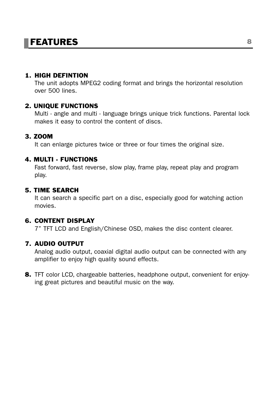 Features | plawa-feinwerktechnik GmbH & Co.KG CINEMAN 7x User Manual | Page 8 / 42