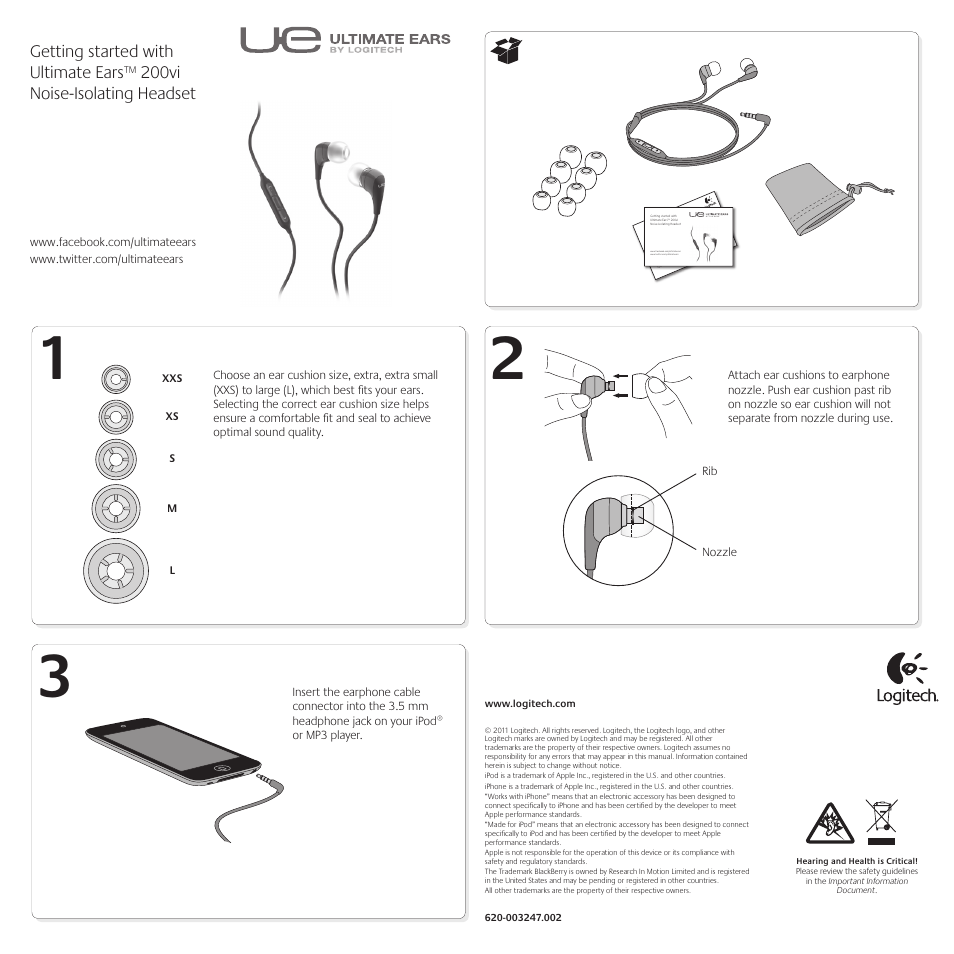 Ultimate Ears 200vi User Manual | 2 pages