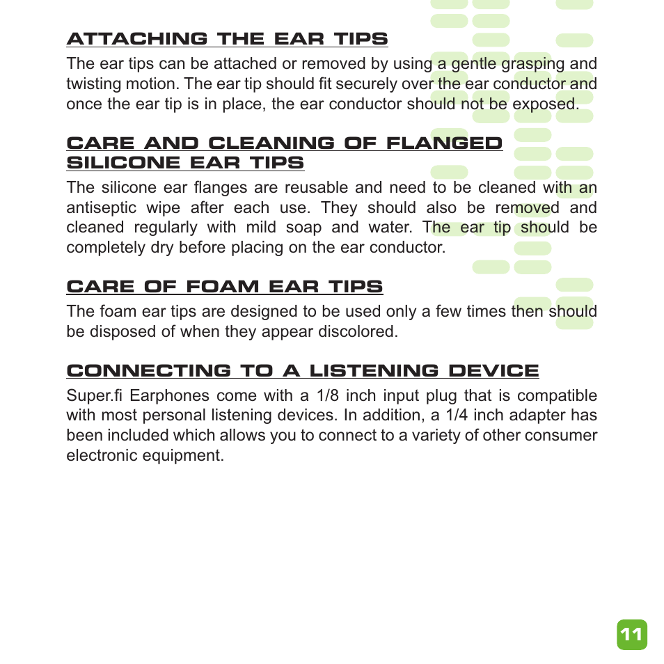 Ultimate Ears Earphone User Manual | Page 11 / 24