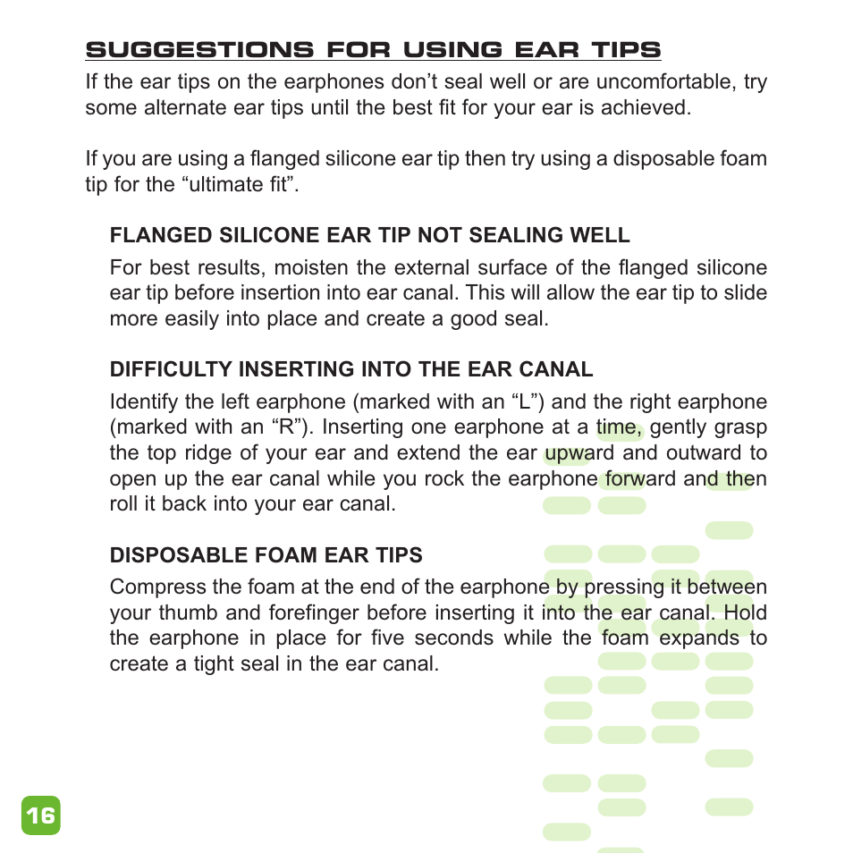 Ultimate Ears Earphone User Manual | Page 16 / 24