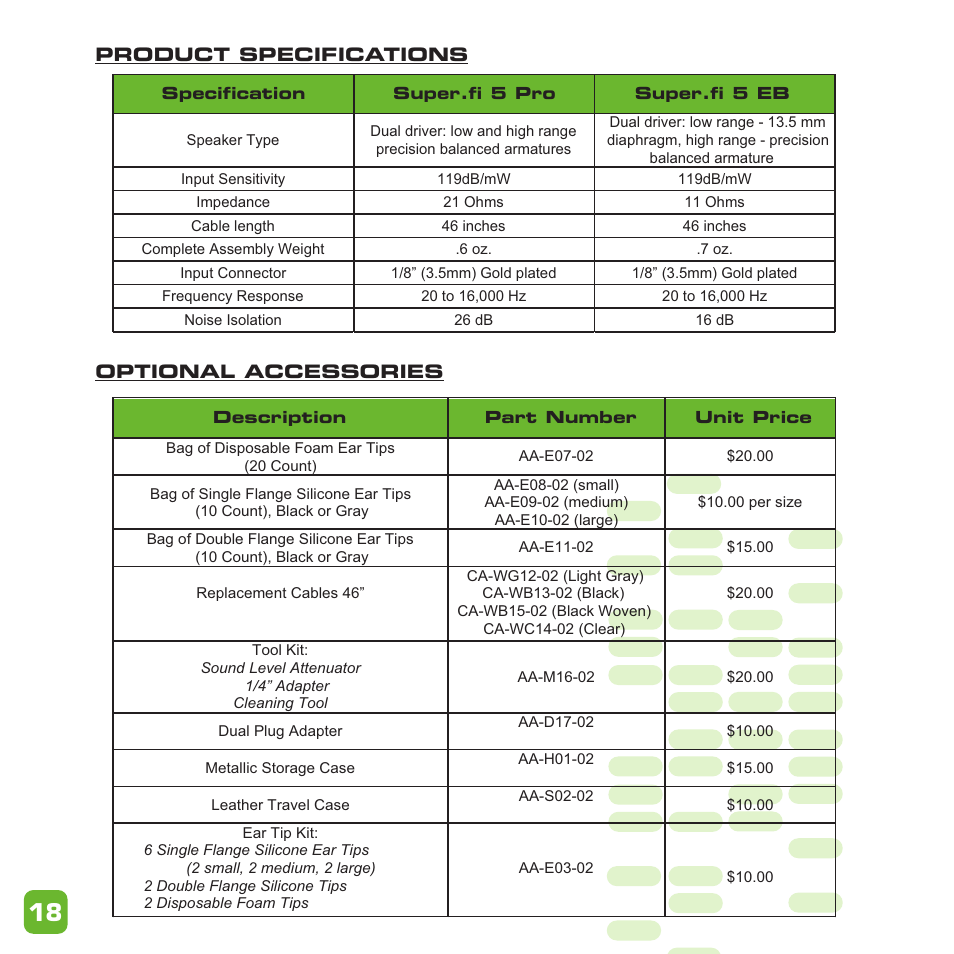 Ultimate Ears Earphone User Manual | Page 18 / 24