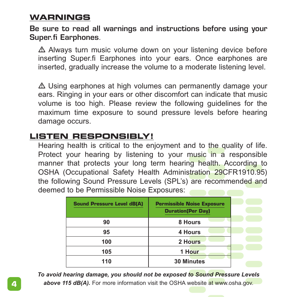 Ultimate Ears Earphone User Manual | Page 4 / 24