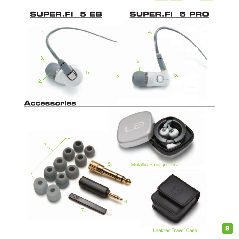 Super.fi 5 eb super.fi 5 pro accessories | Ultimate Ears Earphone User Manual | Page 9 / 24