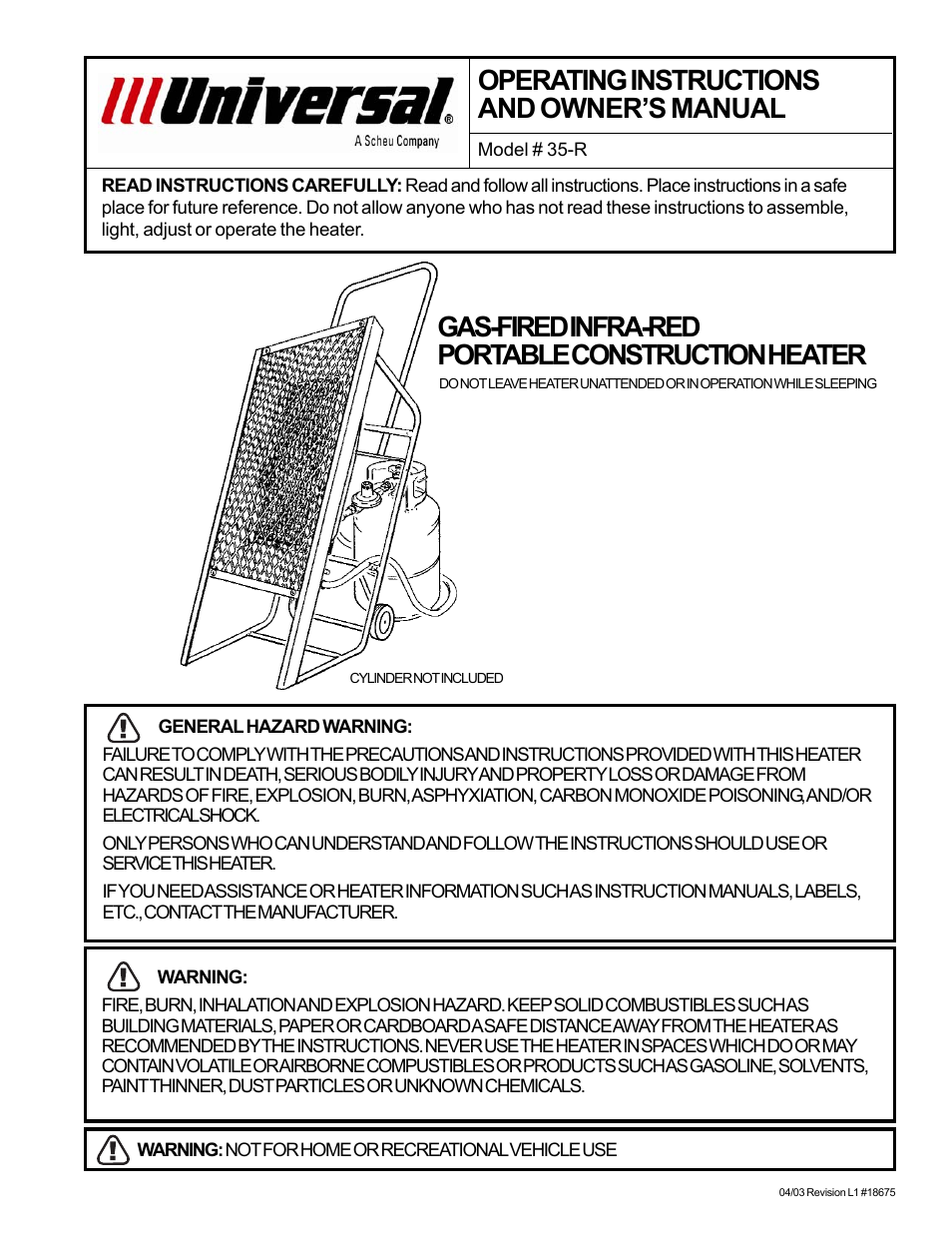 Universal Scheu Company 35-R User Manual | 9 pages