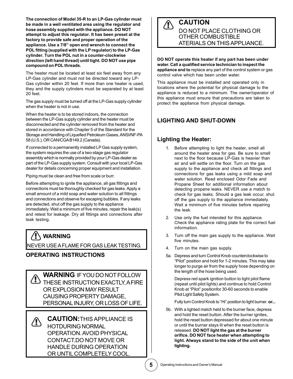 Warning, Caution | Universal Scheu Company 35-R User Manual | Page 5 / 9