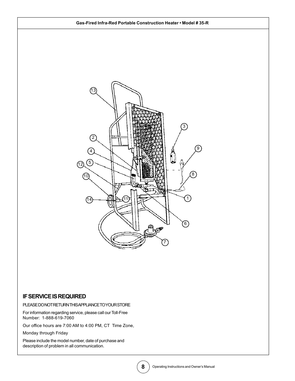 If service is required | Universal Scheu Company 35-R User Manual | Page 8 / 9
