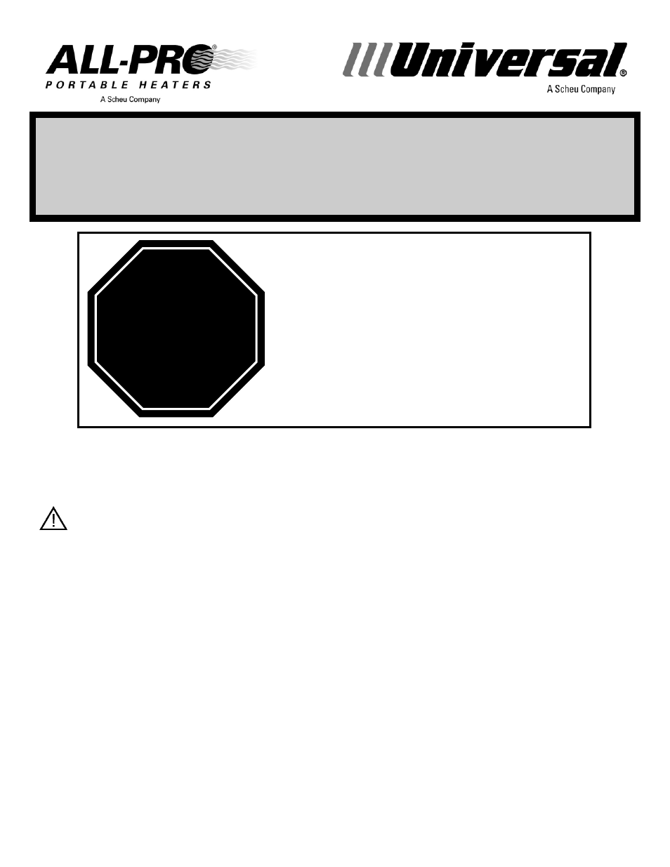 Universal Scheu Company ALL-PRO 100R-NG User Manual | 9 pages