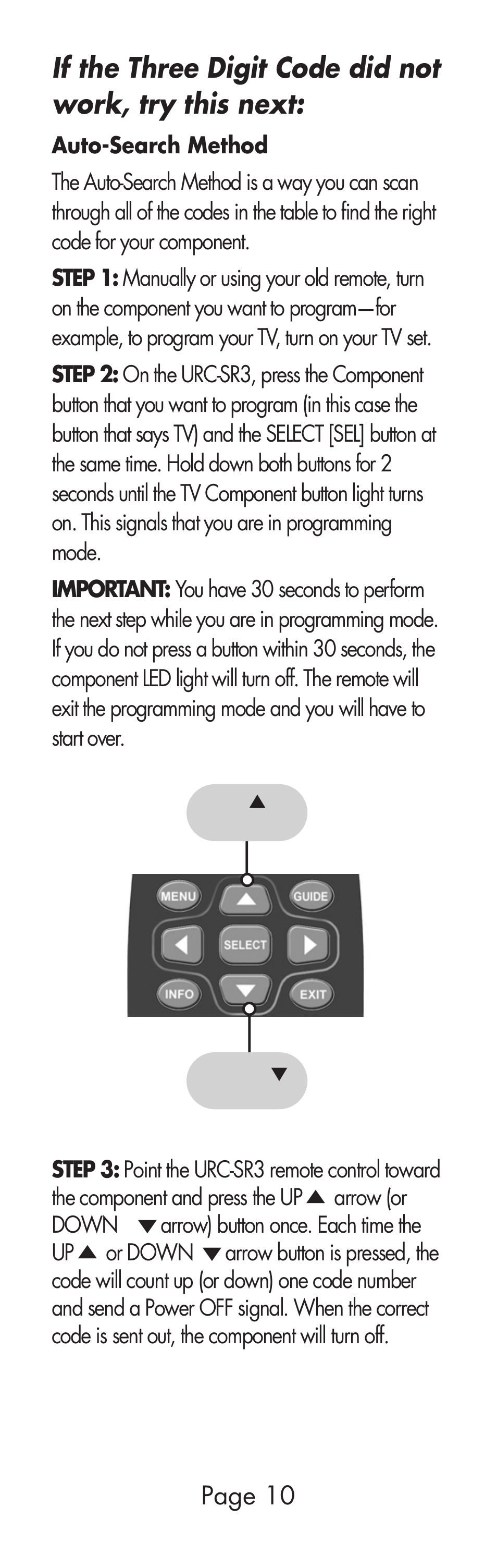 Universal Remote Control (URS) URC-SR3 User Manual | Page 10 / 44