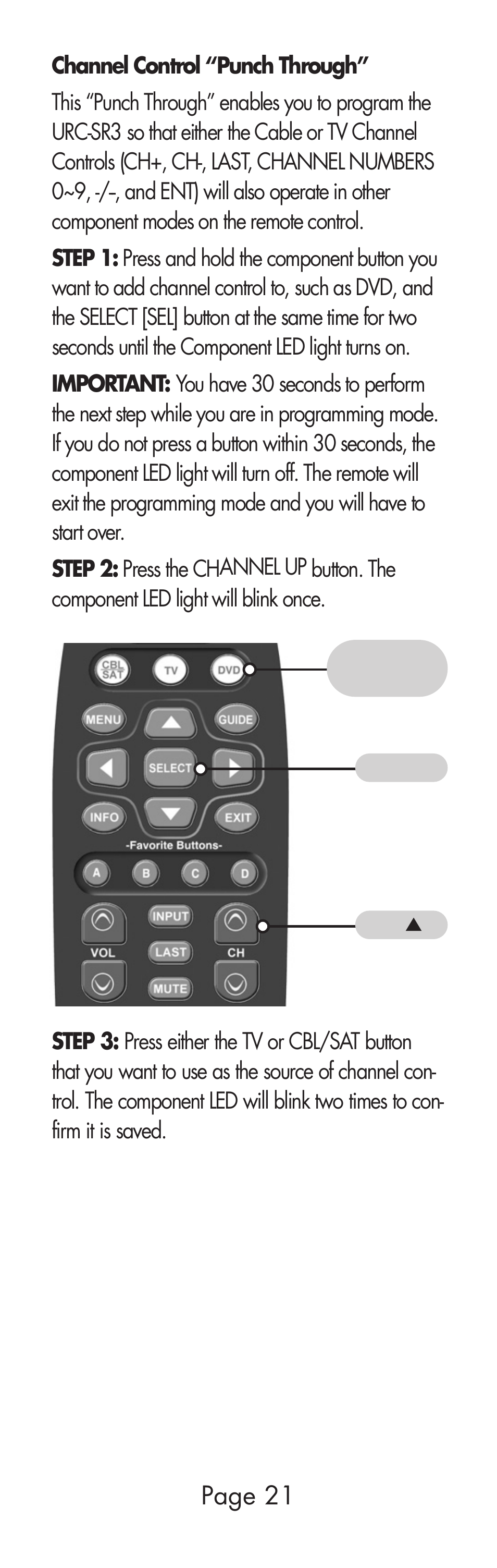 Page 21 | Universal Remote Control (URS) URC-SR3 User Manual | Page 21 / 44